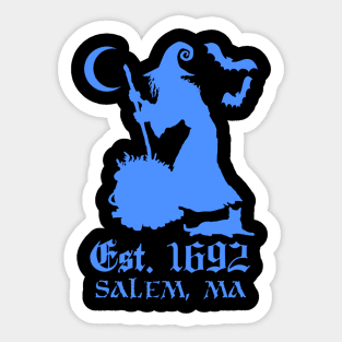 Salem Massachusetts Est. 1692 - Halloween Witch (BLUE) Sticker